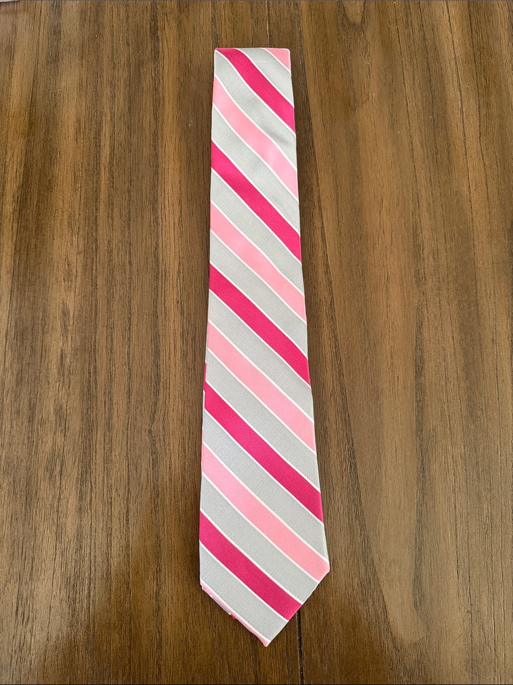 Brand New Express Mens Pink & Grey Striped Tie